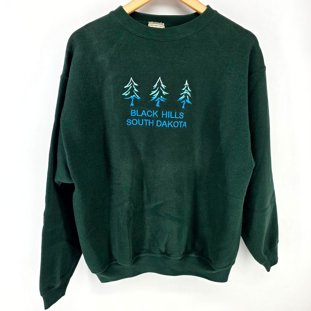 Alore Sweatshirt Mens XL Green Black Hills South Dakota Pine Tree Embroidered